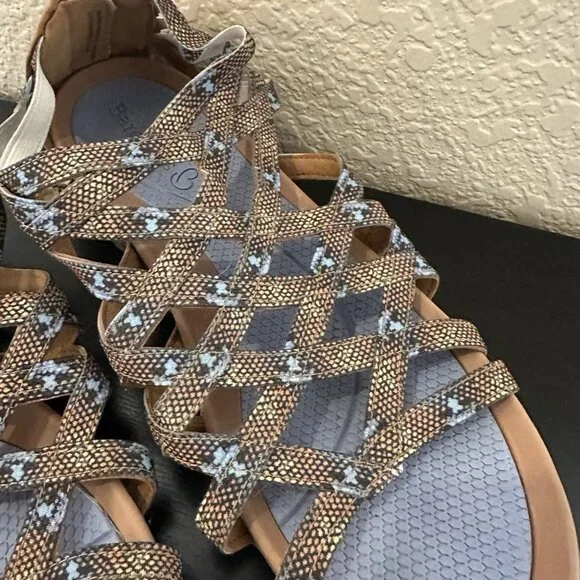 Baretraps Samina Women’s Gladiator Sandals Size 8 Tan And Blue Shoes Strappy Zip - Picture 4 of 8